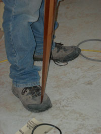 V-5-12 prop resting on shoe
